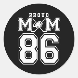 Nummer 86 Custom Proud Hockey Mama Personalisiert  Runder Aufkleber