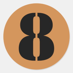 Nummer 8 Acht Peru Gold Stencil Zahlen von Janz Runder Aufkleber