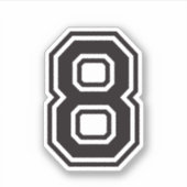 Nummer 8 Schriftart für sportliche Uni Aufkleber (Vorderseite)