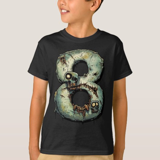 Nummer 8 Zombie Halloween Thema 8 Jahre alte Kinde T-Shirt (Vorderseite)