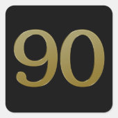 Nummer 90 Gold Square Aufkleber (Vorderseite)