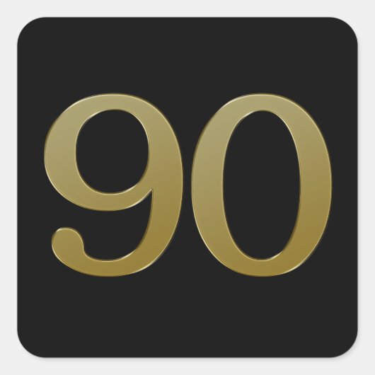 Nummer 90 Gold Square Aufkleber (Vorderseite)
