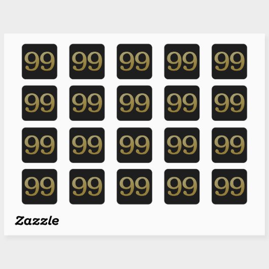 Nummer 99Gold Square Sticker (Blatt)
