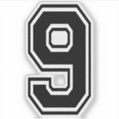 Nummer 9 Aufkleber für den Sport-Schriftart (Vorderseite)