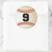 Nummer 9 Baseball Runder Aufkleber (Tasche)