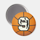 Nummer 9 Basketball und Spieler Magnet (Vorderseite/Rückseite)
