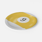 Nummer 9 Billardball Pappteller (Schrägansicht)