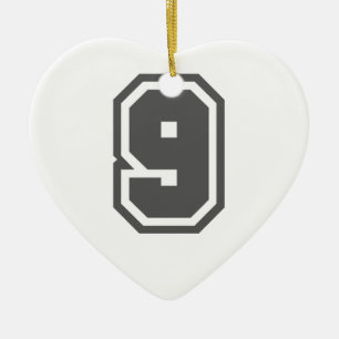 Nummer 9 keramik ornament
