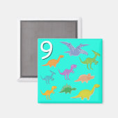Nummer 9 neun Dinosaurier zählen Magnet (Vorderseite/Rückseite)