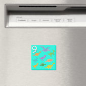 Nummer 9 neun Dinosaurier zählen Magnet (In Situ (Geschirrspüler))