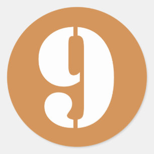 Nummer 9 Nine Peru Gold Stencil Numbers von Janz Runder Aufkleber