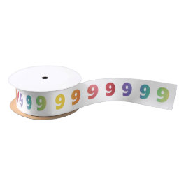 Nummer 9 Rainbow Colors Ribbon Satinband