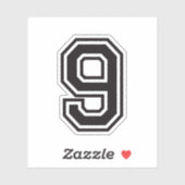 Nummer 9 Schriftart für sportliche Uni Aufkleber (Blatt)