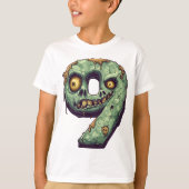 Nummer 9 Zombie Halloween Thema 9 Jahre alte Kinde T-Shirt (Vorderseite)