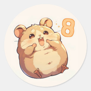 Nummer Acht Anime Hamster Runder Aufkleber