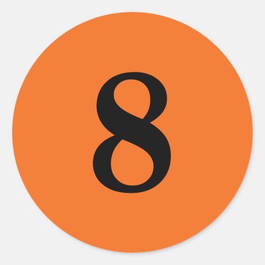 Nummer Acht Planungen einfache 8 orange schwarz Runder Aufkleber (Vorderseite)