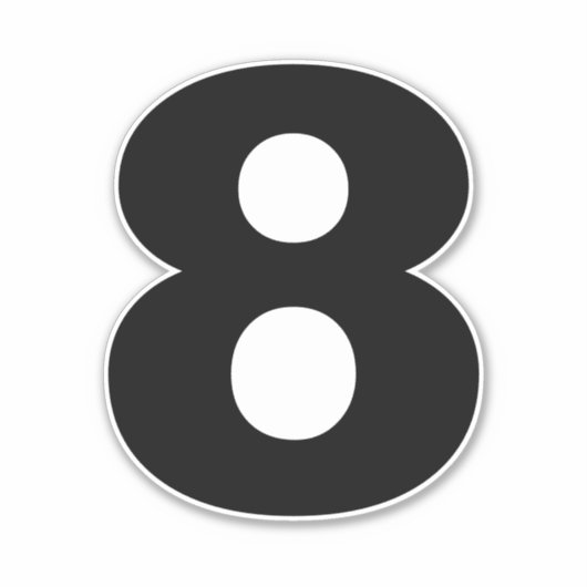 Nummer acht Schwarz-Weiß-Aufkleber Aufkleber (Vorderseite)