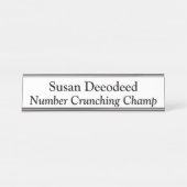 Nummer Crunching Champ Funny Accountant Weiß Schreibtischnamensplakette (Vorderseite )