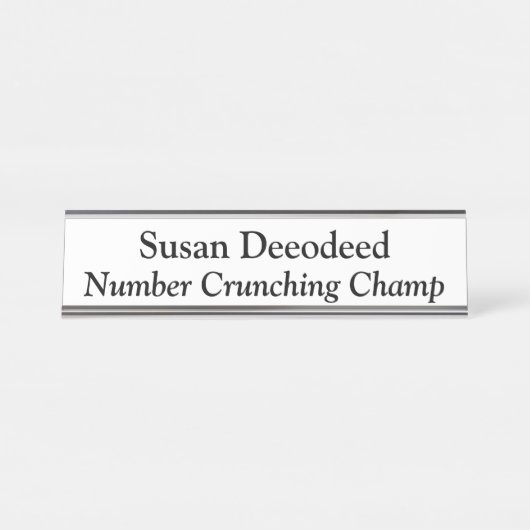 Nummer Crunching Champ Funny Accountant Weiß Schreibtischnamensplakette (Vorderseite )