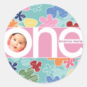 Nummer der Blume Runder Aufkleber