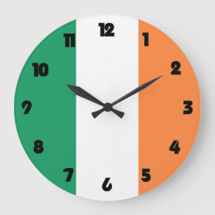 Nummer der irischen Flagge mit schwarzen Zahlen Große Wanduhr
