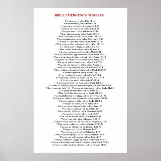 Nummer der Notfallbibel Poster (Vorne)