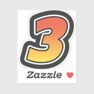 Nummer drei 3 Gradient Yellow Orange 3 Stroke Aufkleber