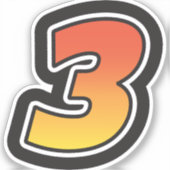 Nummer drei 3 Gradient Yellow Orange 3 Stroke Aufkleber (Vorderseite)