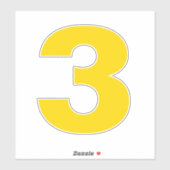 Nummer drei Gold- und Weißaufkleber Aufkleber (Blatt)