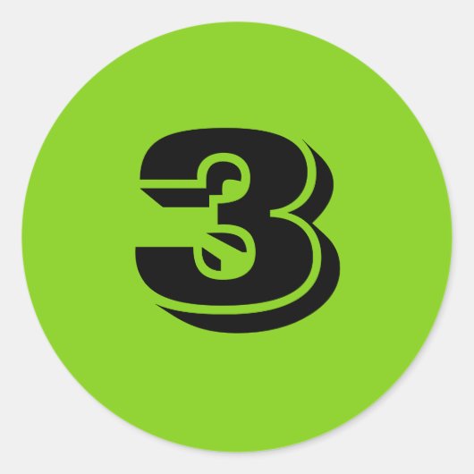 Nummer drei große runde grüne Sticker von Janz (Vorderseite)