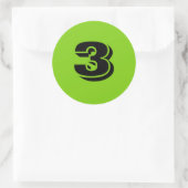 Nummer drei große runde grüne Sticker von Janz (Tasche)