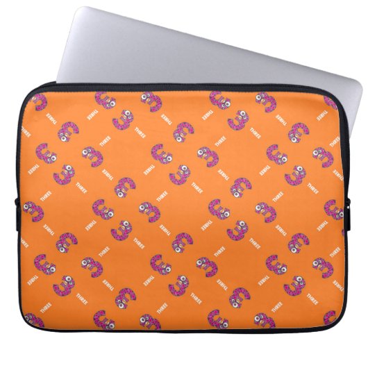 Nummer drei orange laptopschutzhülle (Vorderseite)