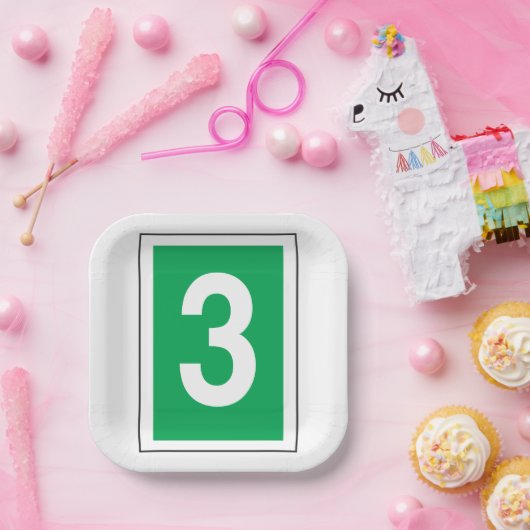 Nummer drei pappteller (Party)