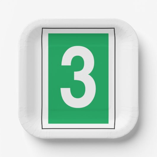 Nummer drei pappteller (Vorderseite)