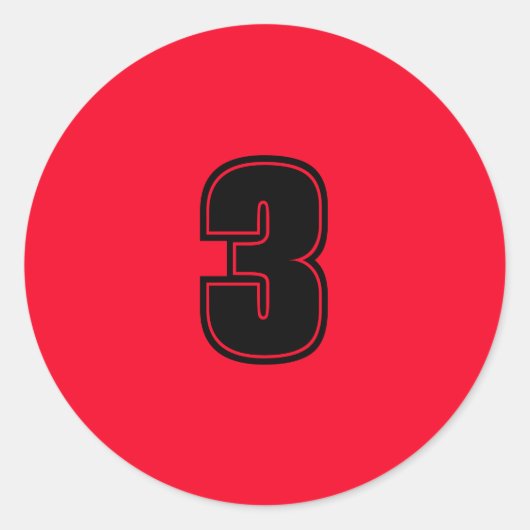 Nummer drei Planung für einfache 3 rote schwarz Runder Aufkleber (Vorderseite)