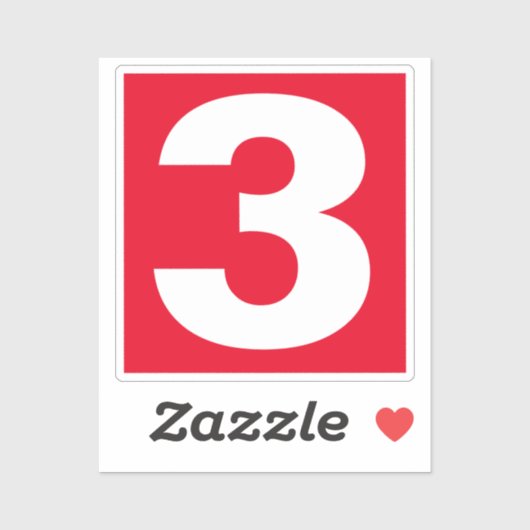 Nummer drei Rot-Weiß-Aufkleber Aufkleber (Blatt)