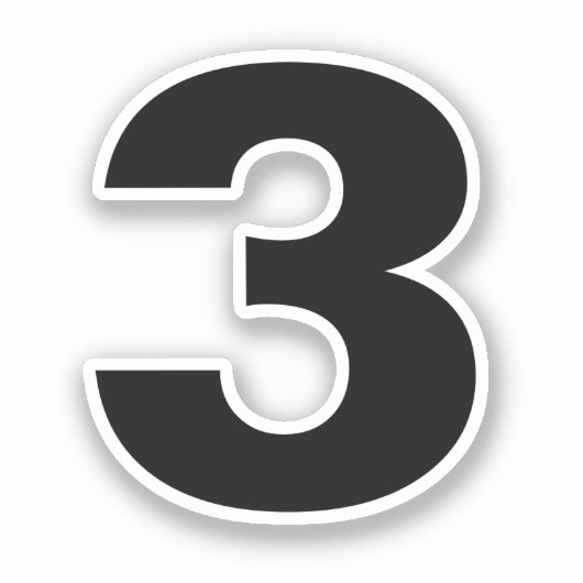 Nummer drei Schwarzweiß-Aufkleber Aufkleber (Vorderseite)