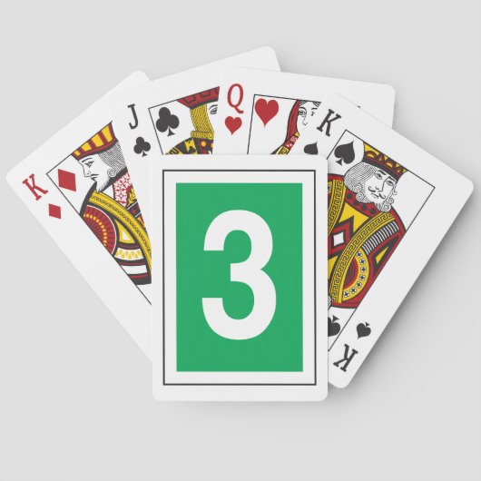 Nummer drei Spielkarten (Rückseite)