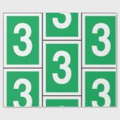 Nummer drei Weißbuch- und Grünpapier Geschenkpapier (Flach)