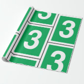 Nummer drei Weißbuch- und Grünpapier Geschenkpapier (Ungerollt)
