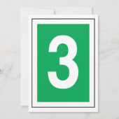 Nummer drei weiße und grüne Einladung (Vorderseite)