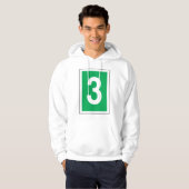 Nummer drei weiße und grüne Hoodie (Vorne ganz)