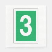 Nummer drei weiße und grüne Napkins Serviette (Vorderseite)