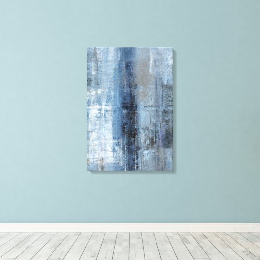 'Nummer Eins' Abstrakte und blaue Kunstdrucke Leinwanddruck (Insitu (Holzboden))