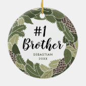 Nummer Eins Bruder Personalisiert Bester Bro Kranz Keramik Ornament (Hinten)