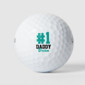 Nummer Eins Daddy Aquamariner Mit Monogramm Vater Golfball (Vorderseite)
