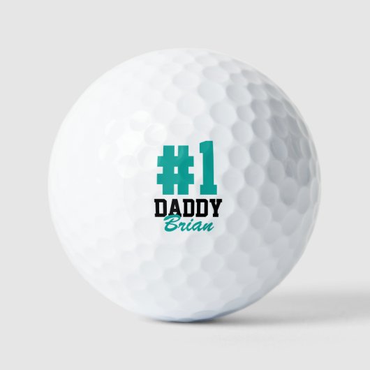 Nummer Eins Daddy Aquamariner Mit Monogramm Vater Golfball (Vorderseite)