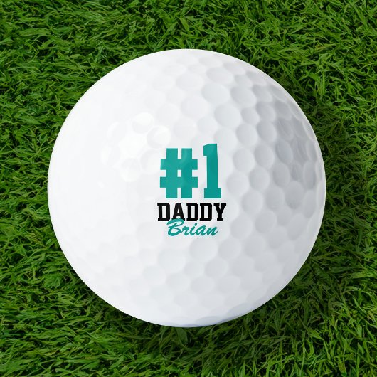 Nummer Eins Daddy Aquamariner Mit Monogramm Vater Golfball
