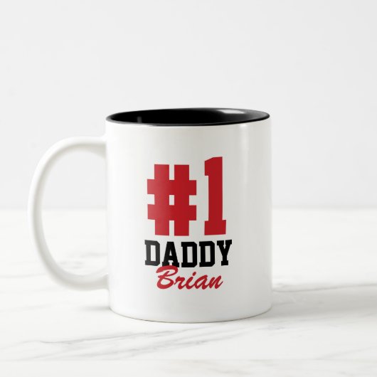 Nummer eins Daddy Personalisiert Name Vatertag Zweifarbige Tasse (Links)