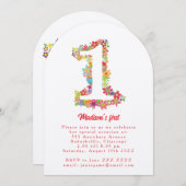 Nummer Eins Frühjahrsflur 1. Geburtstag Party Einl Einladung (Vorne/Hinten)